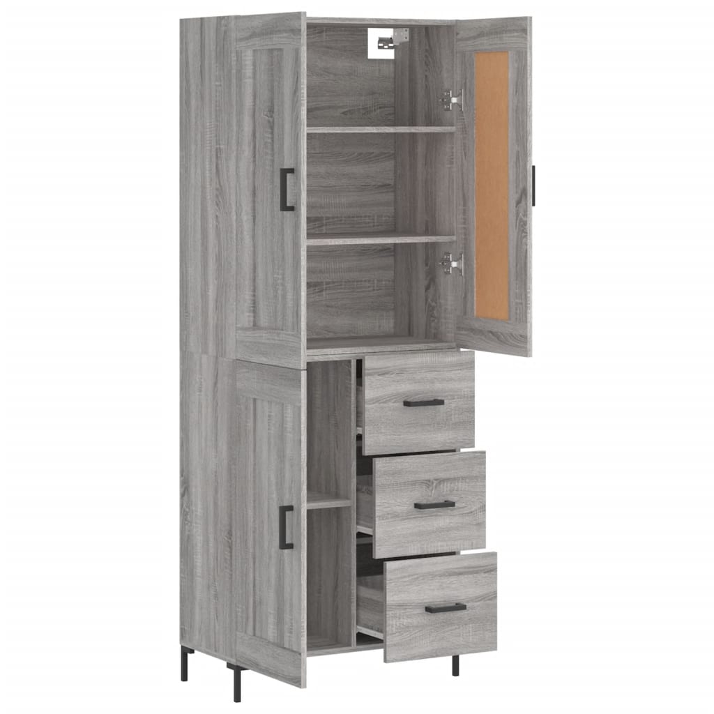 vidaXL Witrynka szary dąb sonoma 69,5x34x180cm materiał drewnopochodny