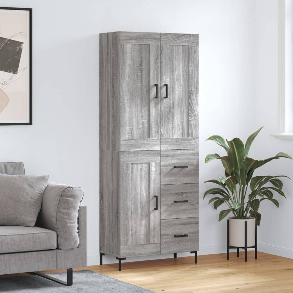 vidaXL Witrynka szary dąb sonoma 69,5x34x180cm materiał drewnopochodny