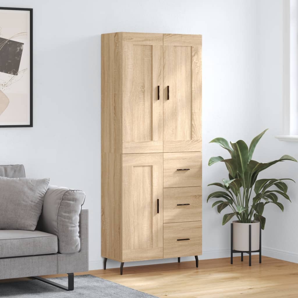 vidaXL Witrynka, dąb sonoma, 69,5x34x180 cm, materiał drewnopochodny