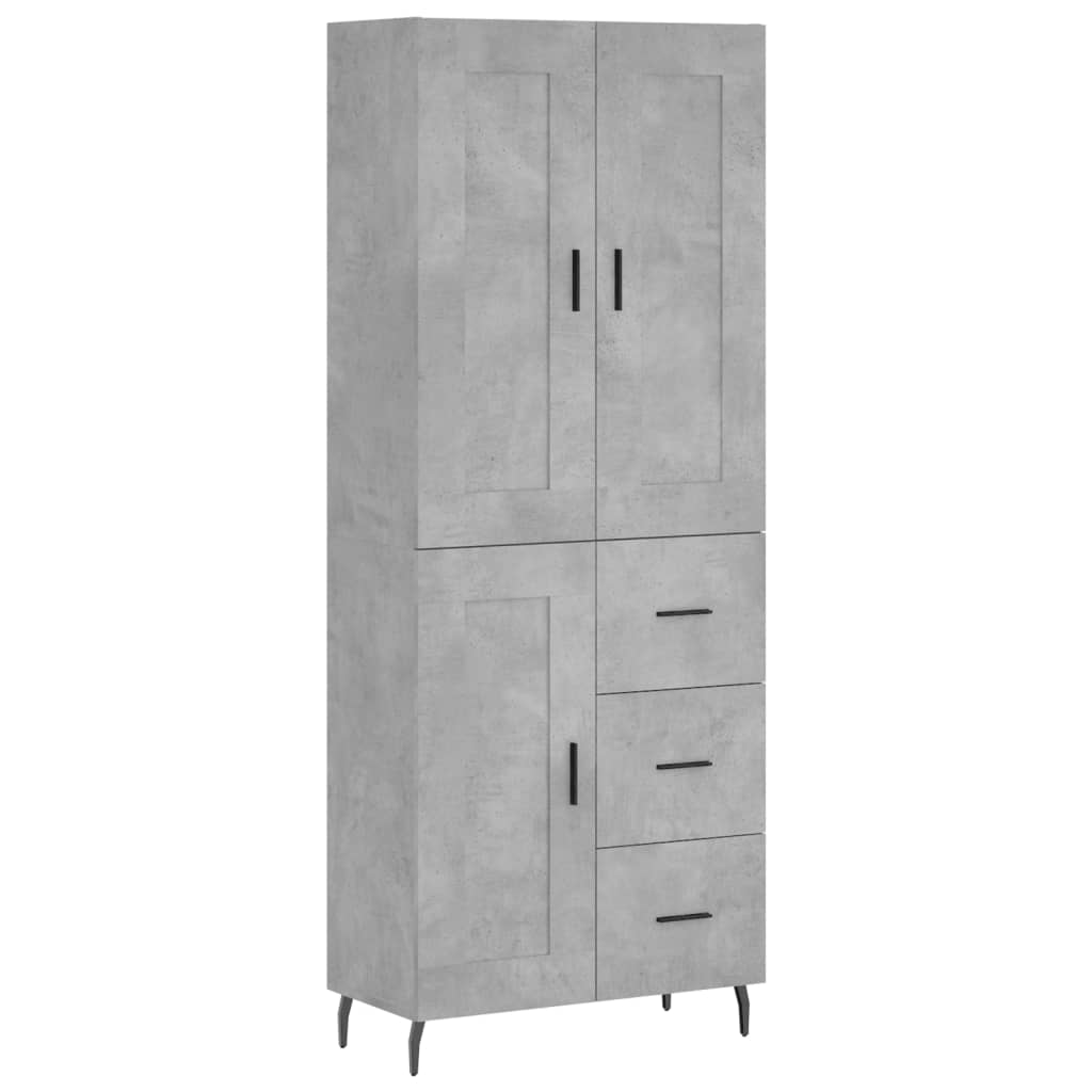 vidaXL Witrynka, szarość betonu 69,5x34x180 cm materiał drewnopochodny