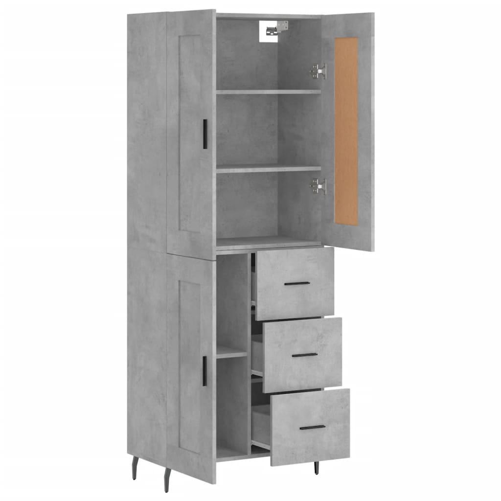vidaXL Witrynka, szarość betonu 69,5x34x180 cm materiał drewnopochodny
