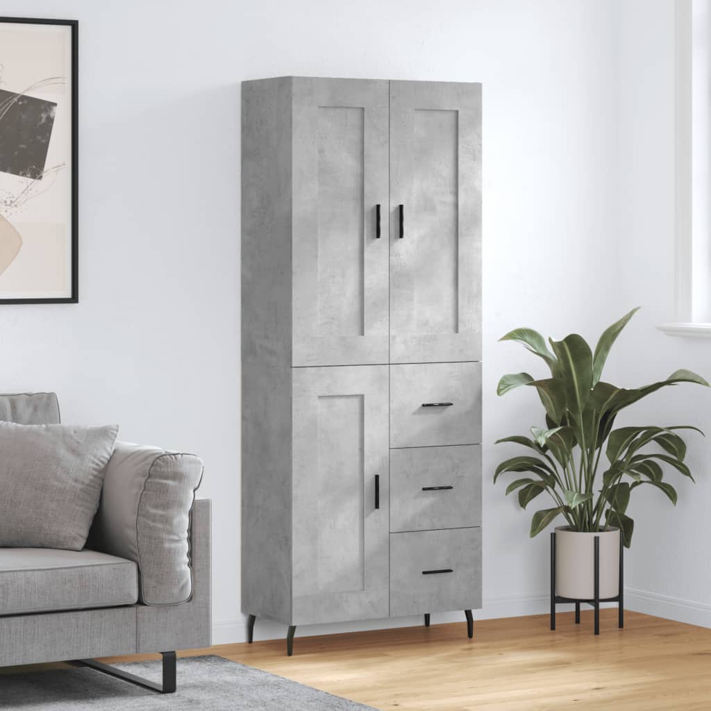 vidaXL Witrynka, szarość betonu 69,5x34x180 cm materiał drewnopochodny