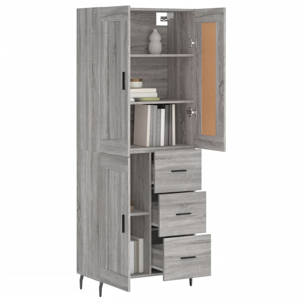 vidaXL Witrynka szary dąb sonoma 69,5x34x180cm materiał drewnopochodny