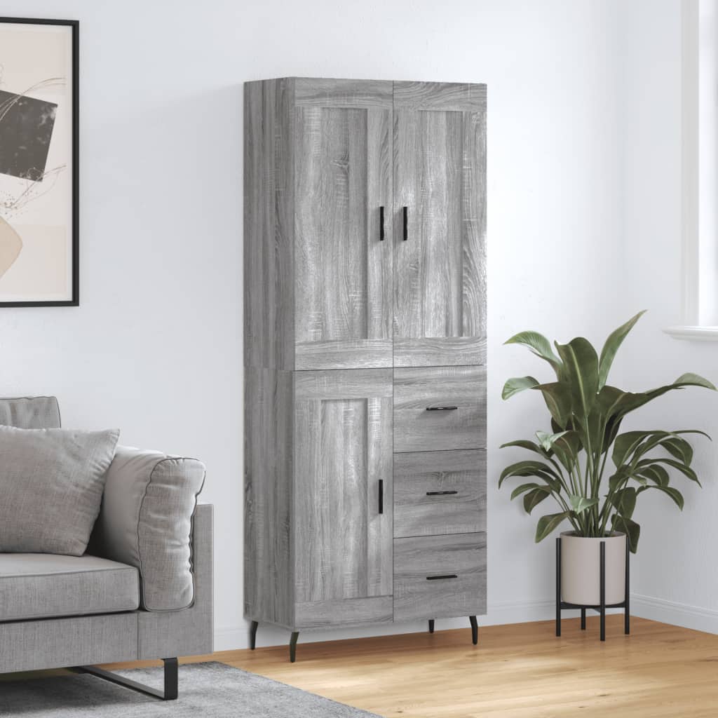 vidaXL Witrynka szary dąb sonoma 69,5x34x180cm materiał drewnopochodny