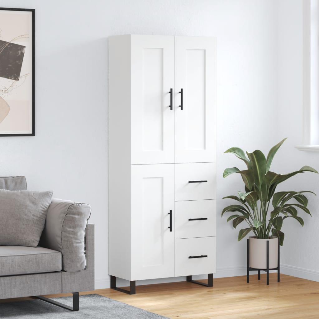 vidaXL Witrynka, biała, 69,5x34x180 cm, materiał drewnopochodny