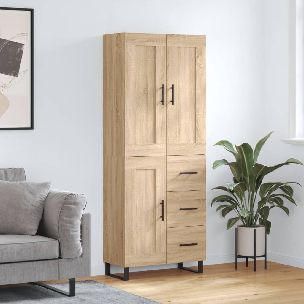 vidaXL Witrynka, dąb sonoma, 69,5x34x180 cm, materiał drewnopochodny