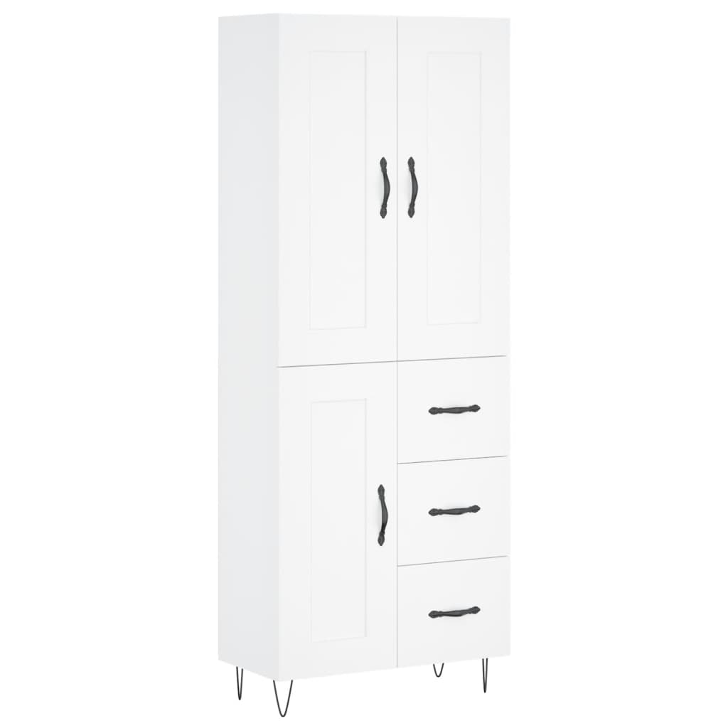 vidaXL Witrynka, biała, 69,5x34x180 cm, materiał drewnopochodny