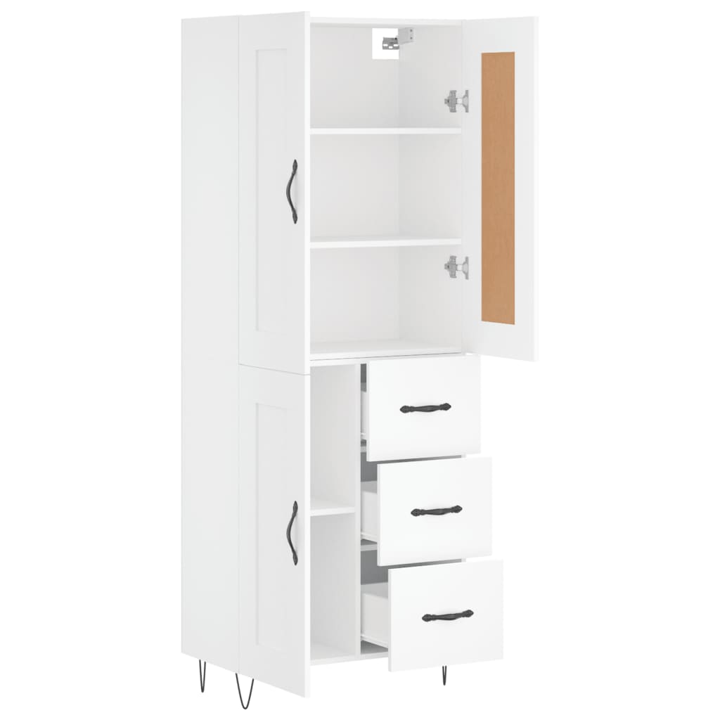 vidaXL Witrynka, biała, 69,5x34x180 cm, materiał drewnopochodny
