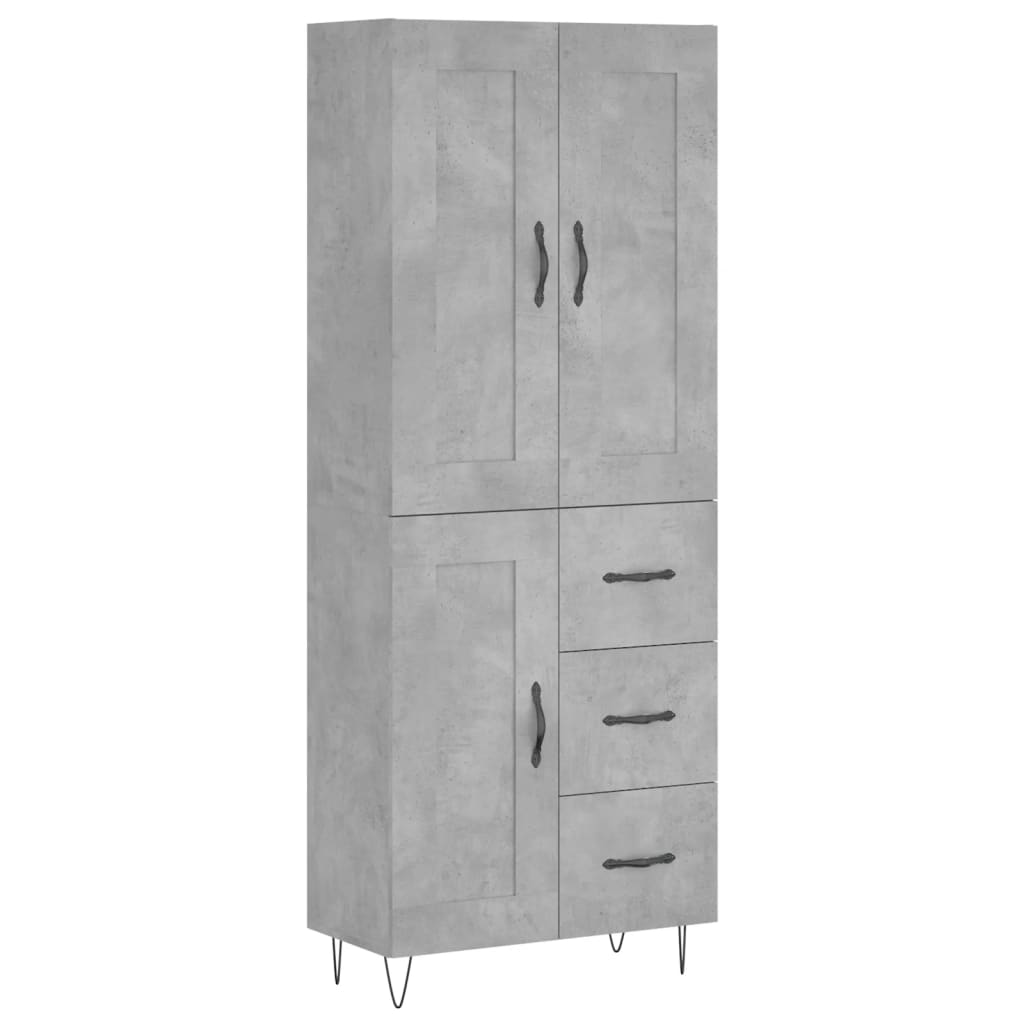vidaXL Witrynka, szarość betonu 69,5x34x180 cm materiał drewnopochodny