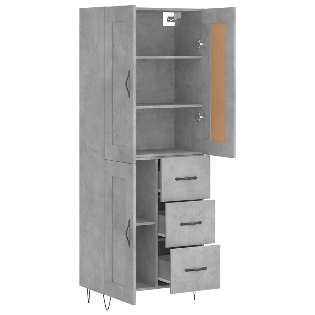 vidaXL Witrynka, szarość betonu 69,5x34x180 cm materiał drewnopochodny