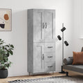 vidaXL Witrynka, szarość betonu 69,5x34x180 cm materiał drewnopochodny