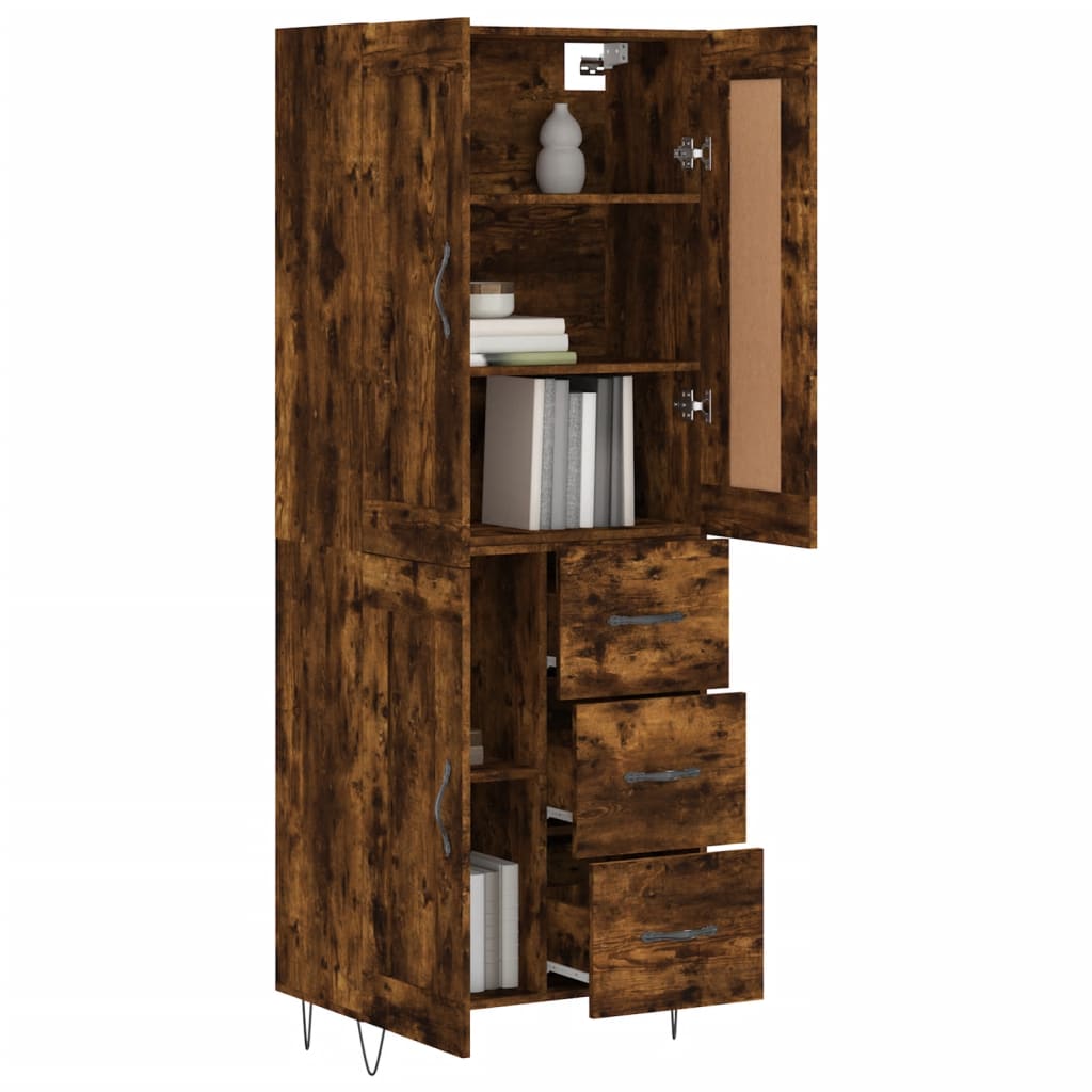vidaXL Witrynka przydymiony dąb 69,5x34x180 cm materiał drewnopochodny