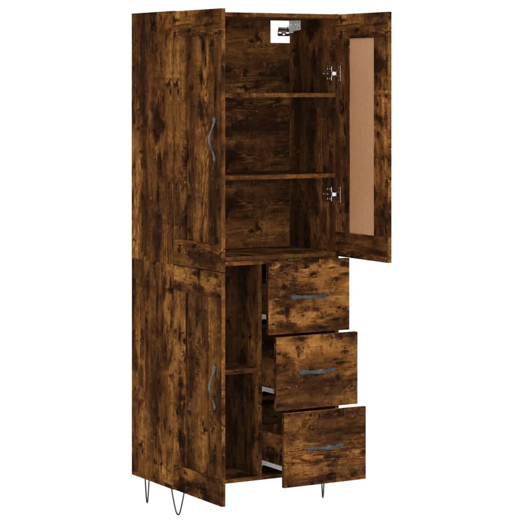 vidaXL Witrynka przydymiony dąb 69,5x34x180 cm materiał drewnopochodny