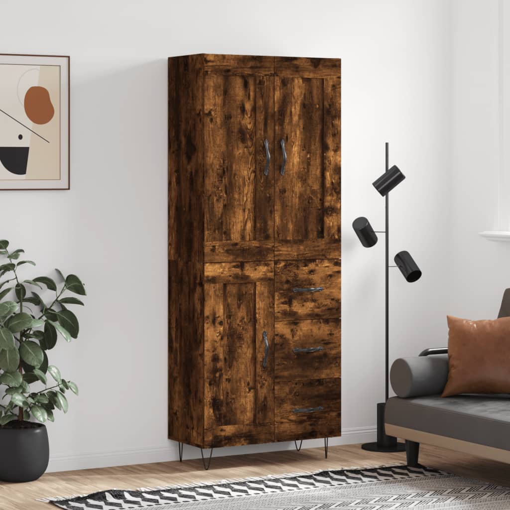 vidaXL Witrynka przydymiony dąb 69,5x34x180 cm materiał drewnopochodny