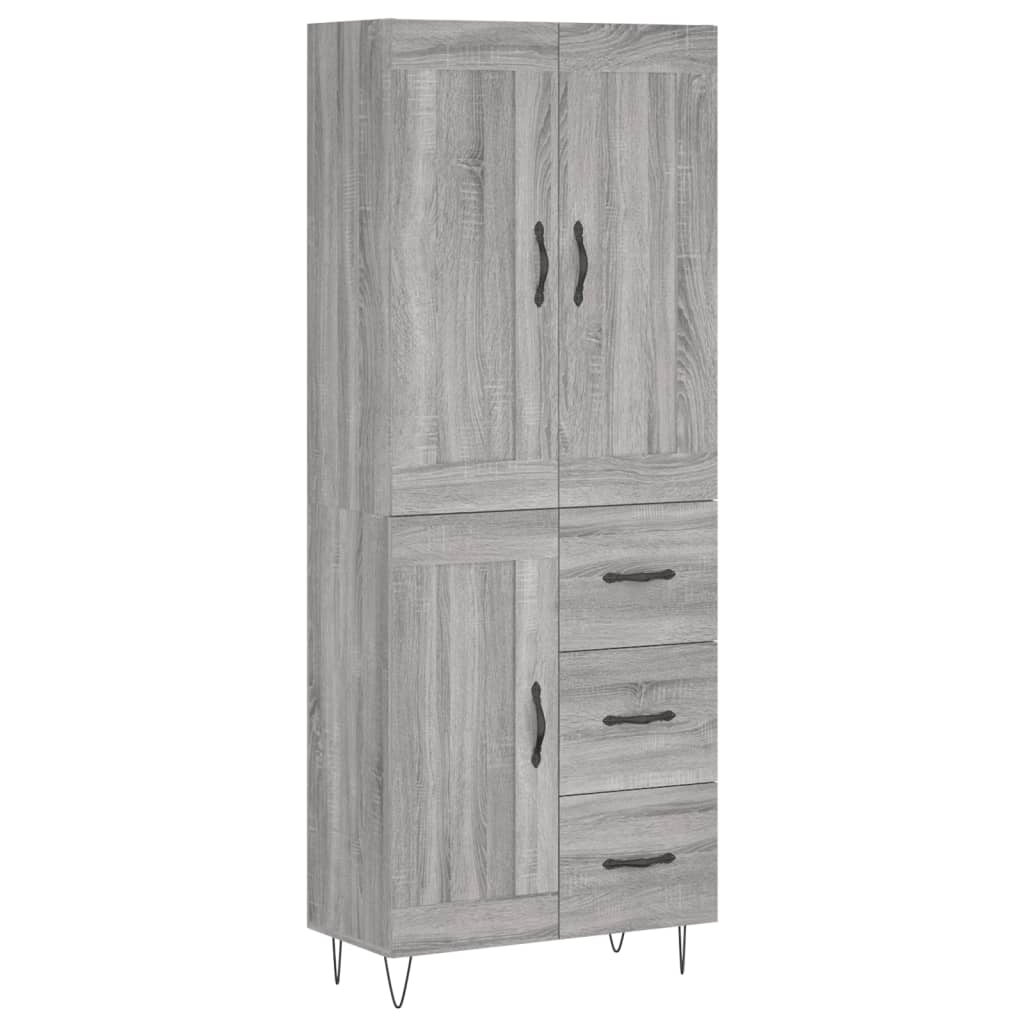 vidaXL Witrynka szary dąb sonoma 69,5x34x180cm materiał drewnopochodny