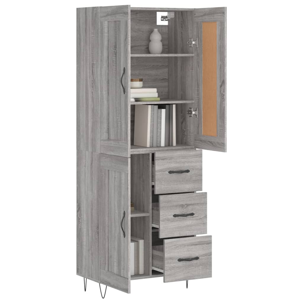 vidaXL Witrynka szary dąb sonoma 69,5x34x180cm materiał drewnopochodny