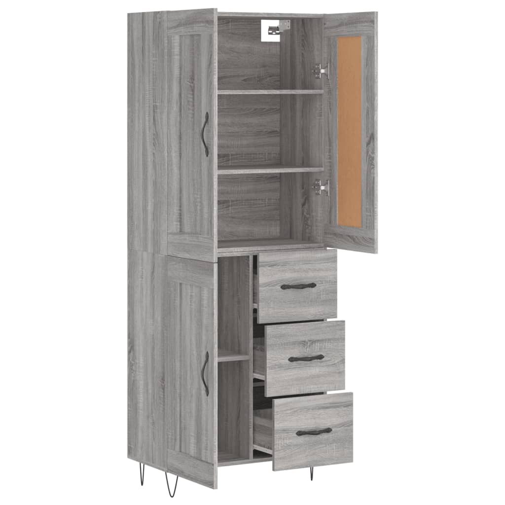 vidaXL Witrynka szary dąb sonoma 69,5x34x180cm materiał drewnopochodny