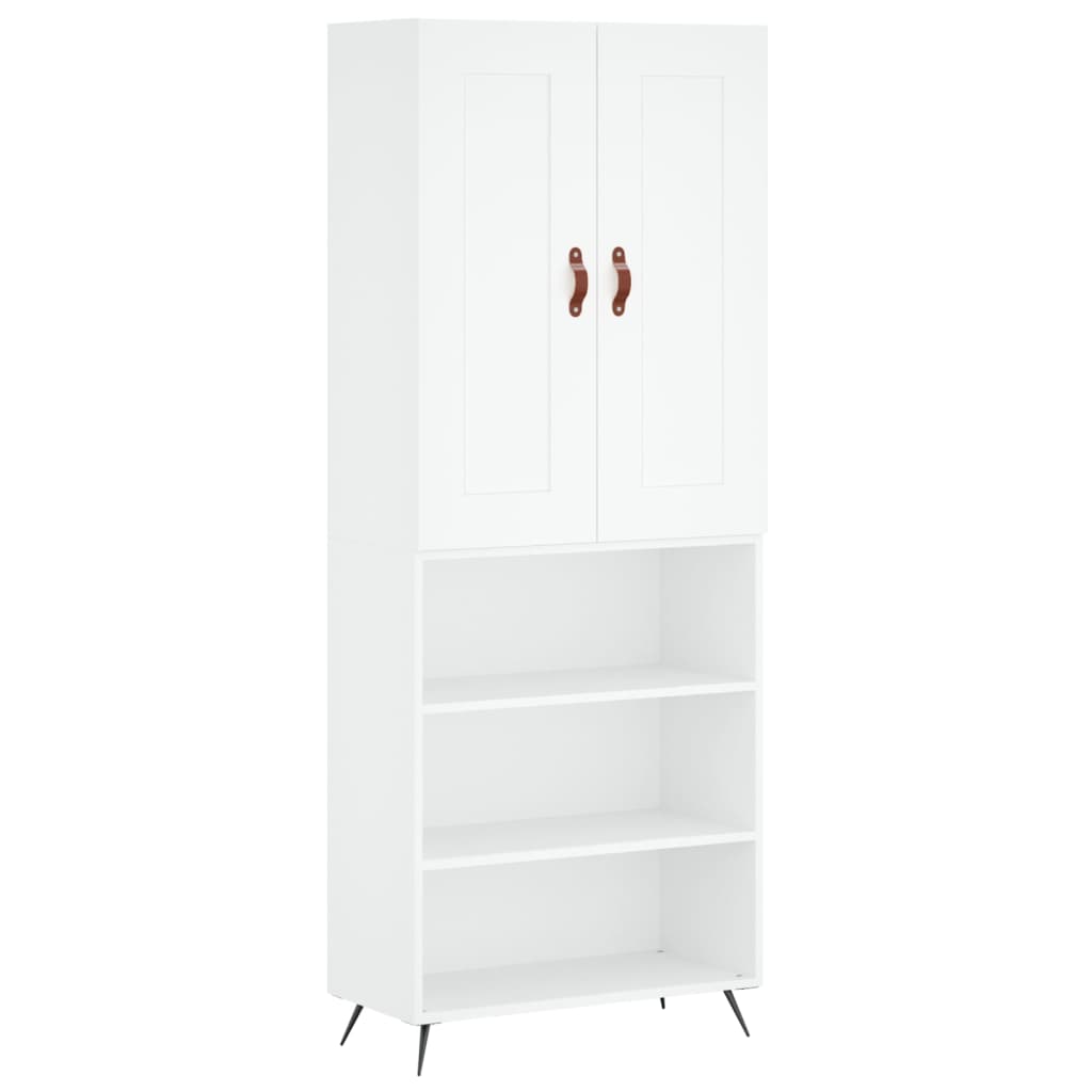 vidaXL Witrynka, biała, 69,5x34x180 cm, materiał drewnopochodny