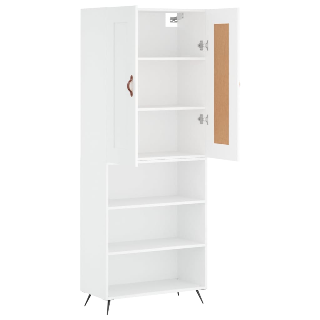 vidaXL Witrynka, biała, 69,5x34x180 cm, materiał drewnopochodny