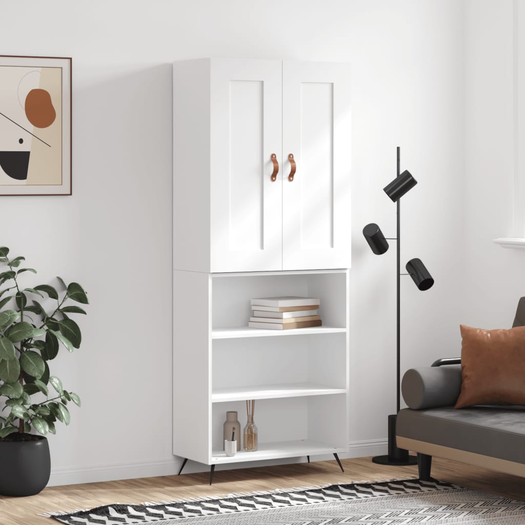 vidaXL Witrynka, biała, 69,5x34x180 cm, materiał drewnopochodny