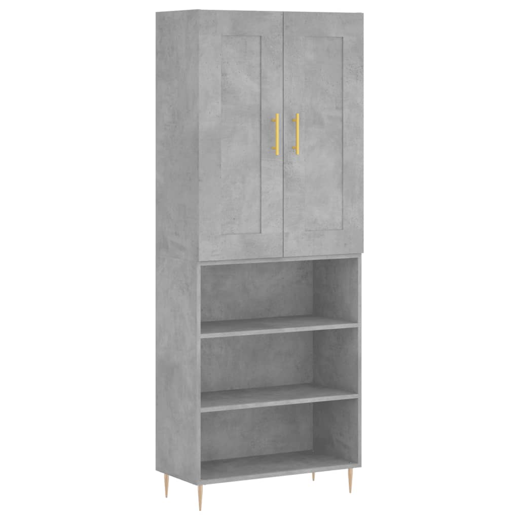 vidaXL Witrynka, szarość betonu 69,5x34x180 cm materiał drewnopochodny