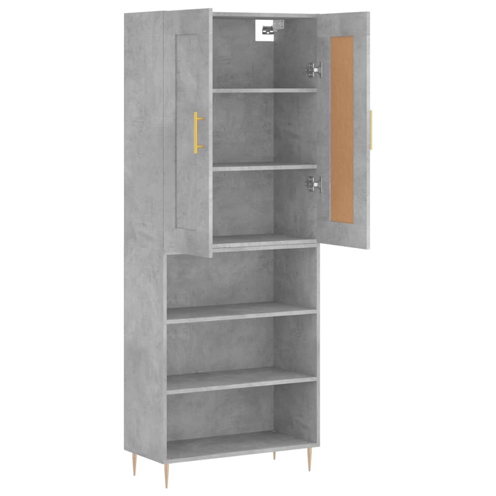 vidaXL Witrynka, szarość betonu 69,5x34x180 cm materiał drewnopochodny