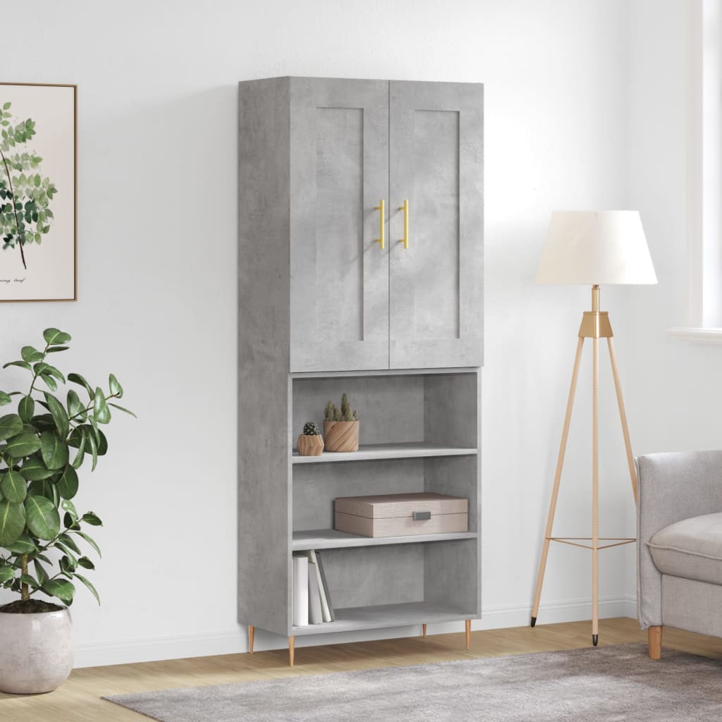 vidaXL Witrynka, szarość betonu 69,5x34x180 cm materiał drewnopochodny