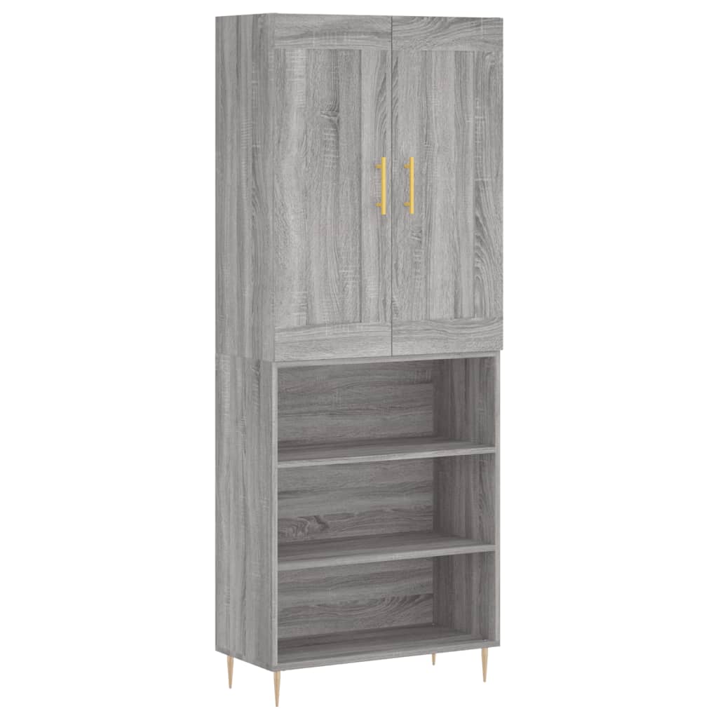 vidaXL Witrynka szary dąb sonoma 69,5x34x180cm materiał drewnopochodny