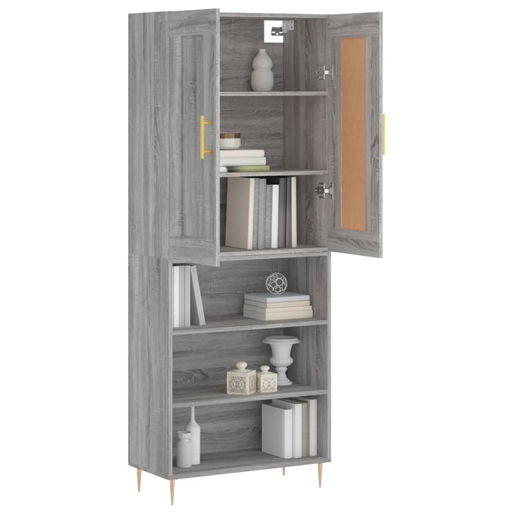 vidaXL Witrynka szary dąb sonoma 69,5x34x180cm materiał drewnopochodny
