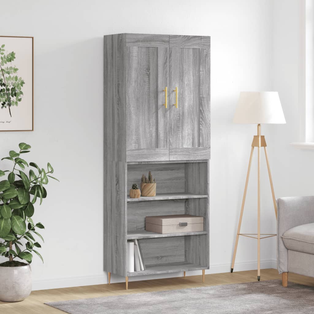 vidaXL Witrynka szary dąb sonoma 69,5x34x180cm materiał drewnopochodny