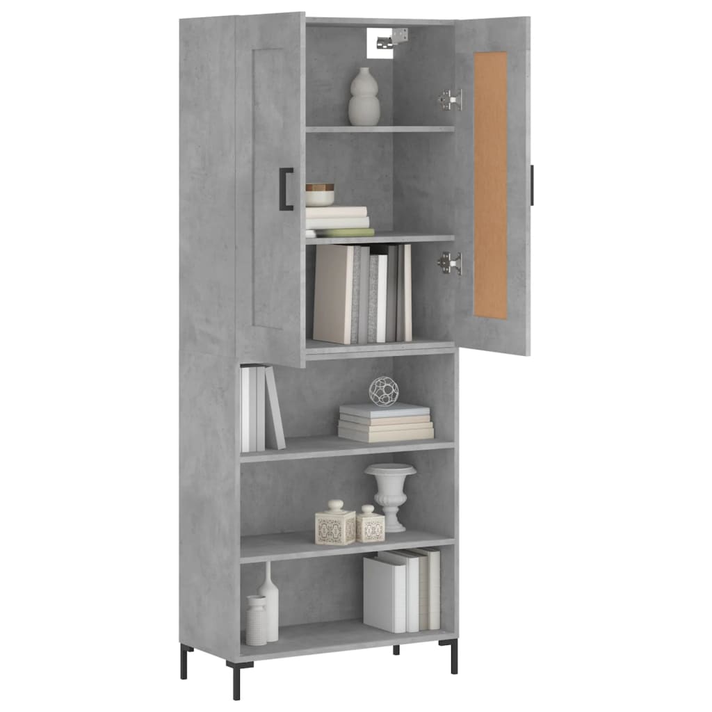 vidaXL Witrynka, szarość betonu 69,5x34x180 cm materiał drewnopochodny