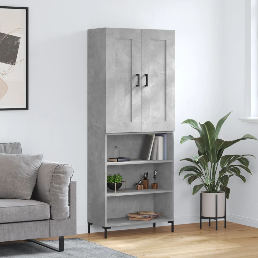 vidaXL Witrynka, szarość betonu 69,5x34x180 cm materiał drewnopochodny