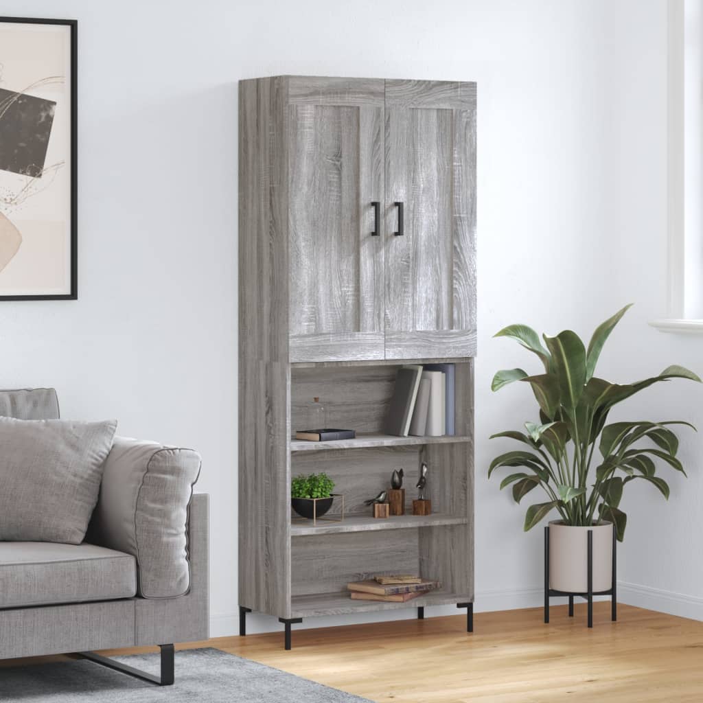 vidaXL Witrynka szary dąb sonoma 69,5x34x180cm materiał drewnopochodny