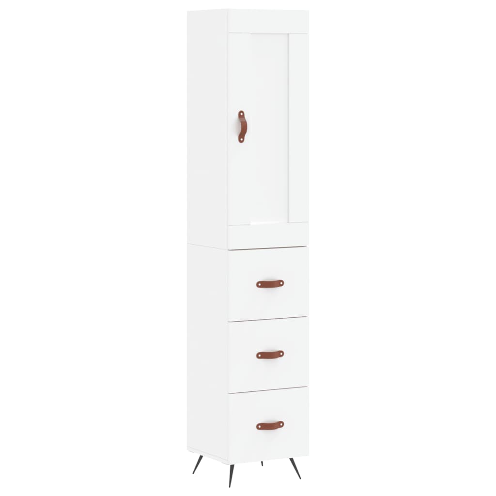 vidaXL Wysoka szafka, biała, 34,5x34x180 cm, materiał drewnopochodny