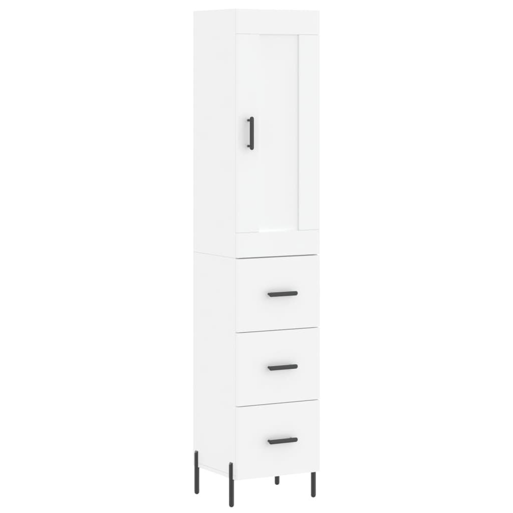 vidaXL Wysoka szafka, biała, 34,5x34x180 cm, materiał drewnopochodny