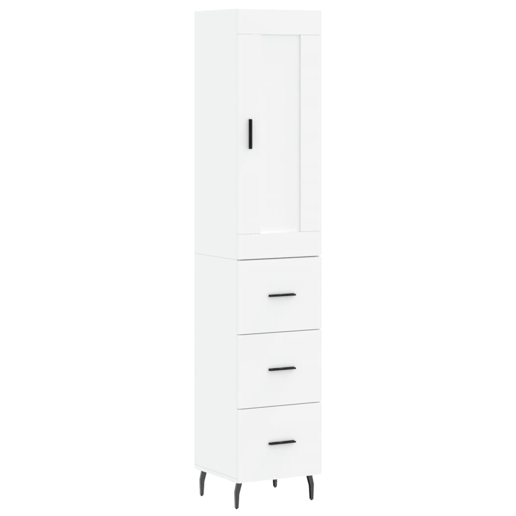 vidaXL Wysoka szafka, biała, 34,5x34x180 cm, materiał drewnopochodny