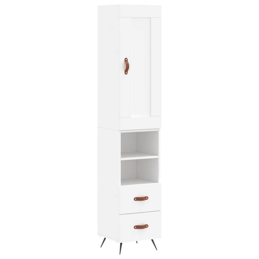 vidaXL Wysoka szafka, biała, 34,5x34x180 cm, materiał drewnopochodny
