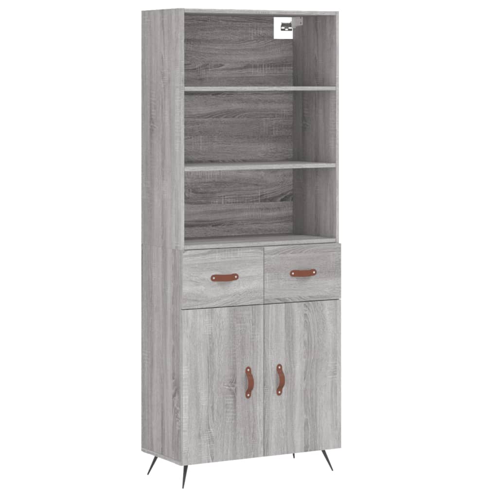 vidaXL Witrynka szary dąb sonoma 69,5x34x180cm materiał drewnopochodny