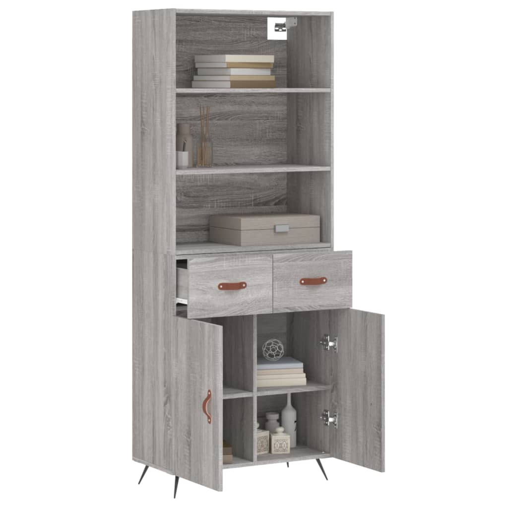 vidaXL Witrynka szary dąb sonoma 69,5x34x180cm materiał drewnopochodny