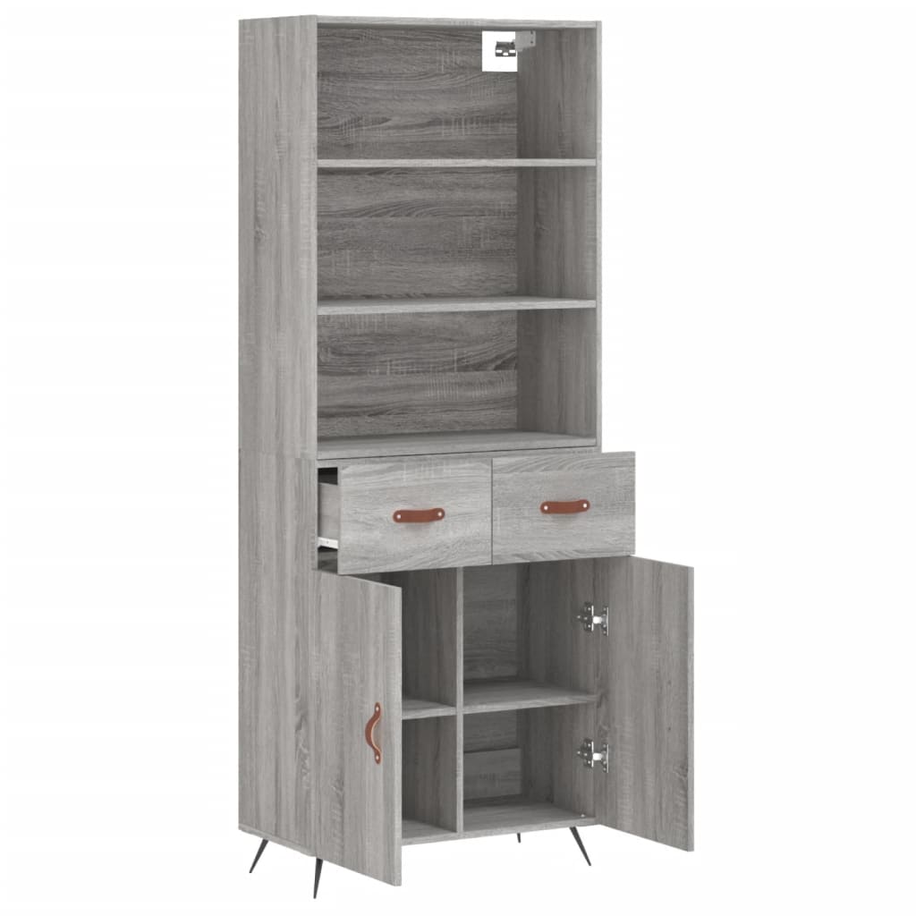 vidaXL Witrynka szary dąb sonoma 69,5x34x180cm materiał drewnopochodny