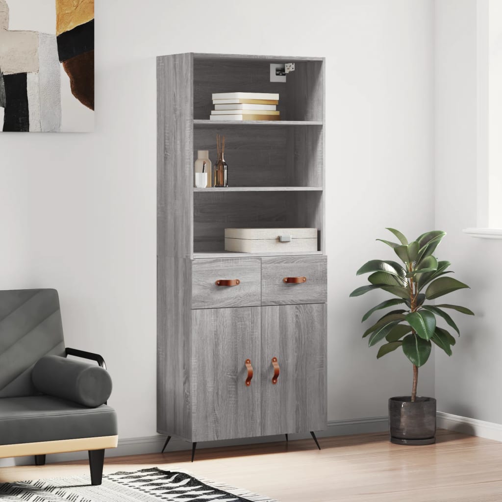vidaXL Witrynka szary dąb sonoma 69,5x34x180cm materiał drewnopochodny
