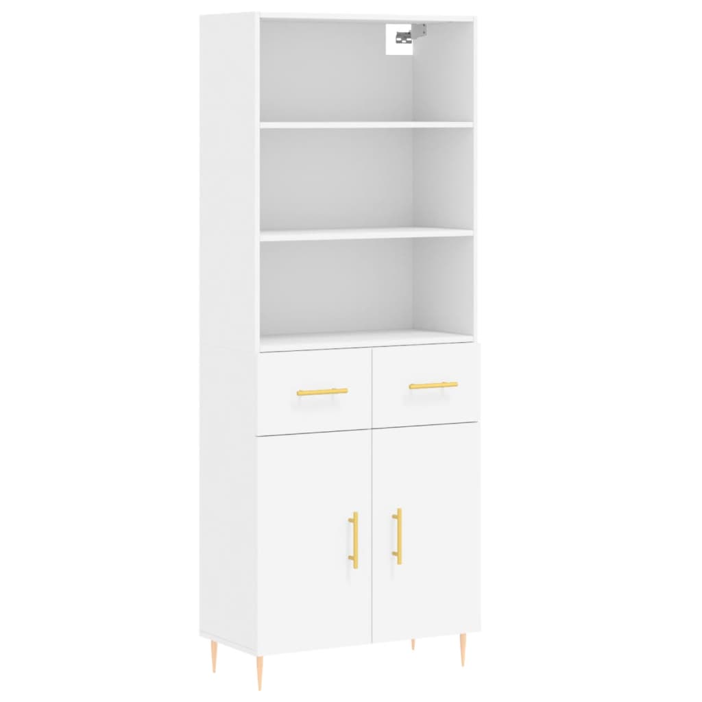 vidaXL Witrynka, biała, 69,5x34x180 cm, materiał drewnopochodny