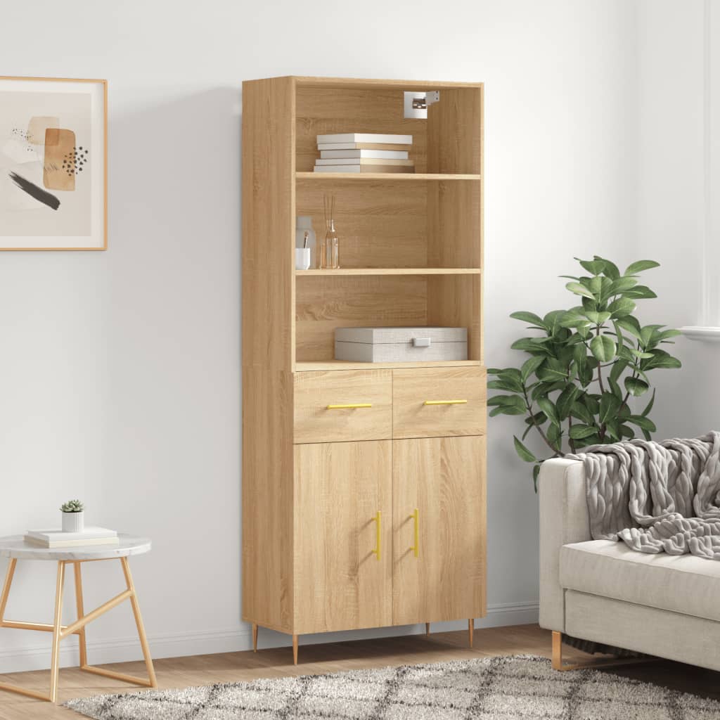 vidaXL Witrynka, dąb sonoma, 69,5x34x180 cm, materiał drewnopochodny