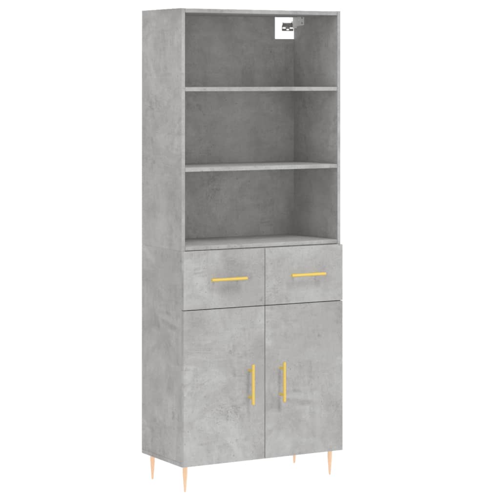 vidaXL Witrynka, szarość betonu 69,5x34x180 cm materiał drewnopochodny
