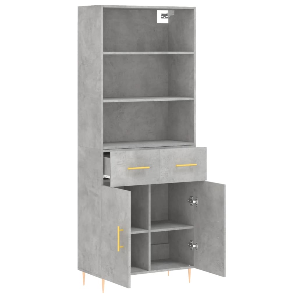 vidaXL Witrynka, szarość betonu 69,5x34x180 cm materiał drewnopochodny