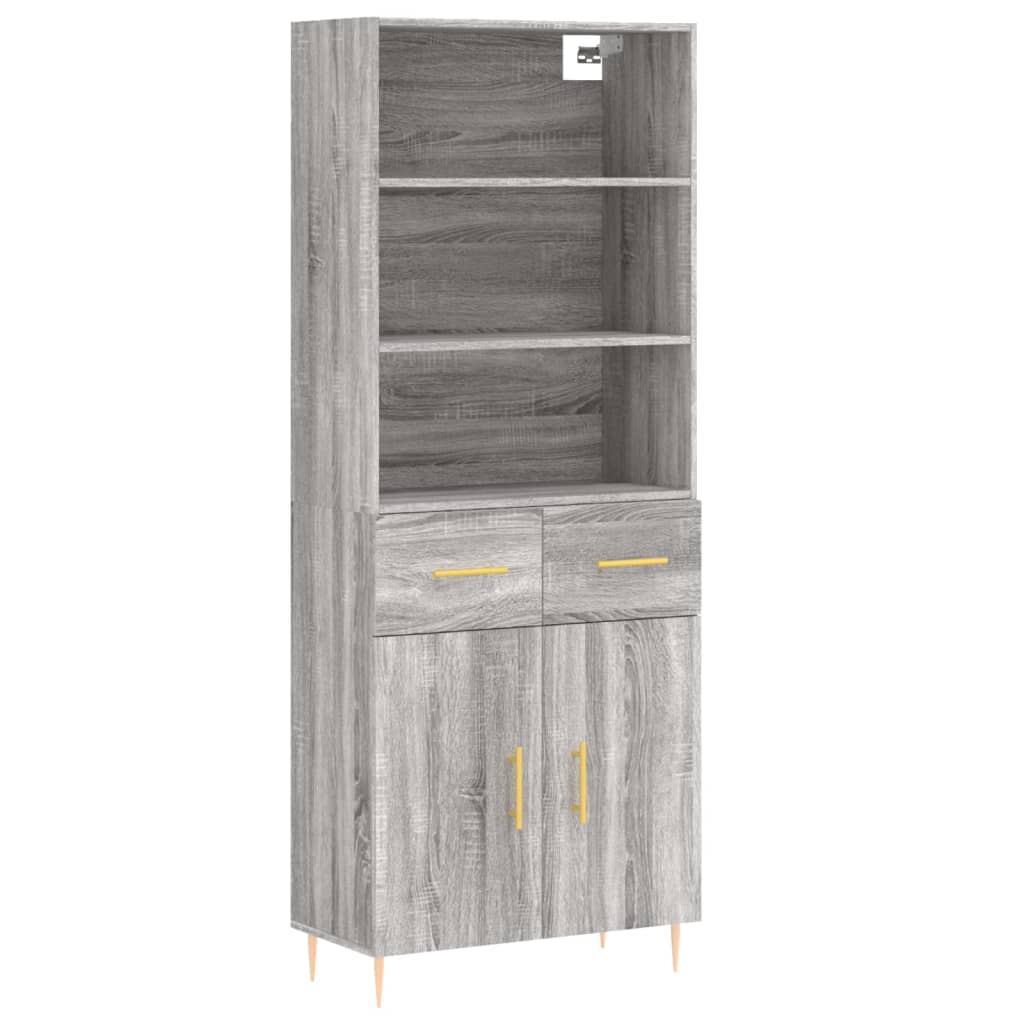 vidaXL Witrynka szary dąb sonoma 69,5x34x180cm materiał drewnopochodny