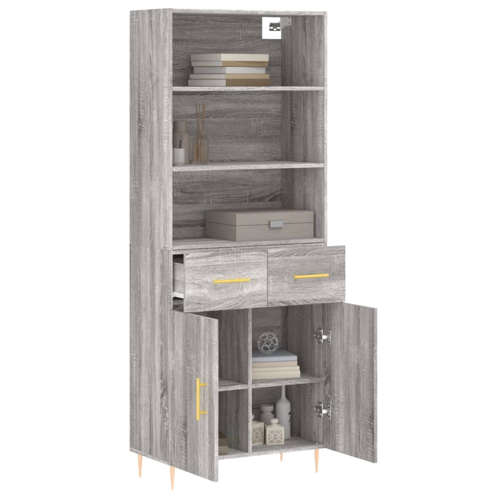 vidaXL Witrynka szary dąb sonoma 69,5x34x180cm materiał drewnopochodny
