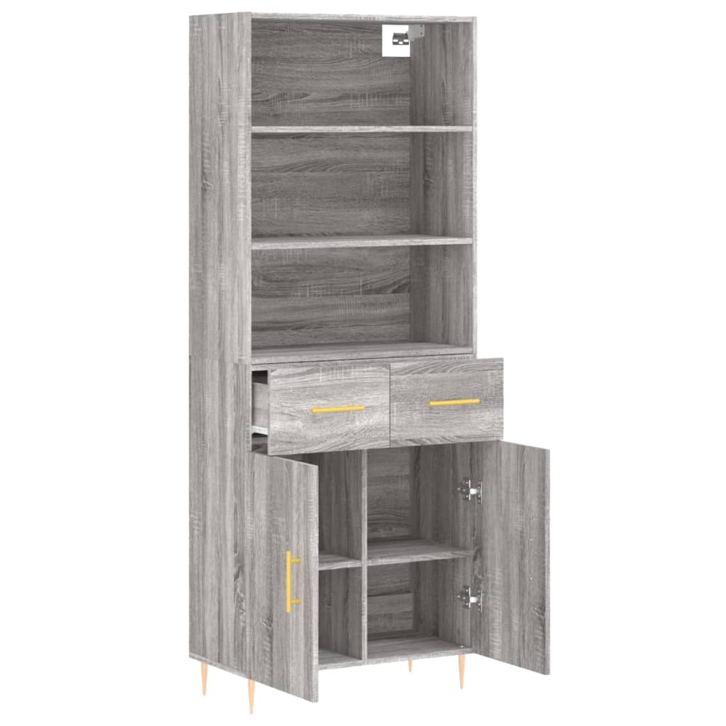 vidaXL Witrynka szary dąb sonoma 69,5x34x180cm materiał drewnopochodny