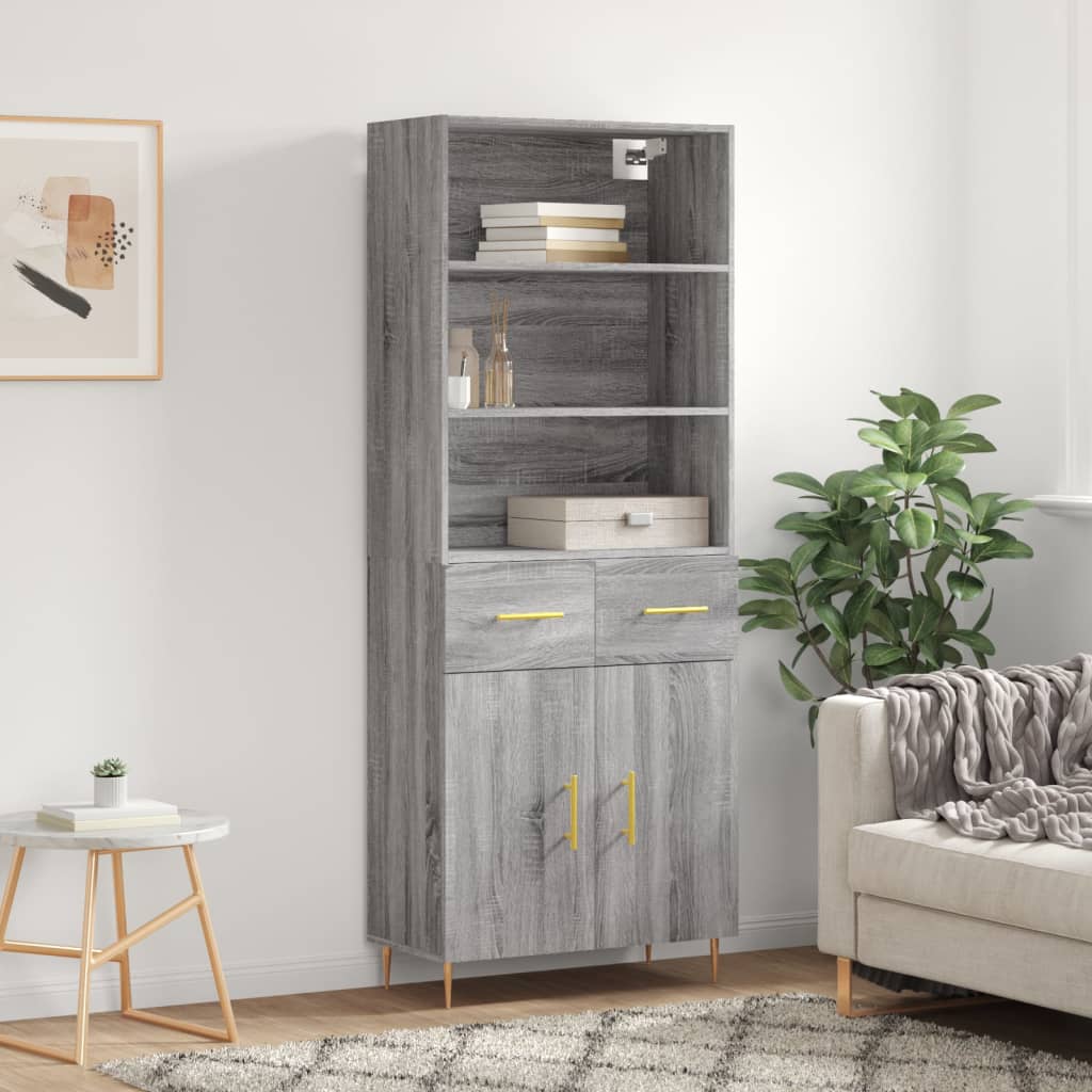 vidaXL Witrynka szary dąb sonoma 69,5x34x180cm materiał drewnopochodny