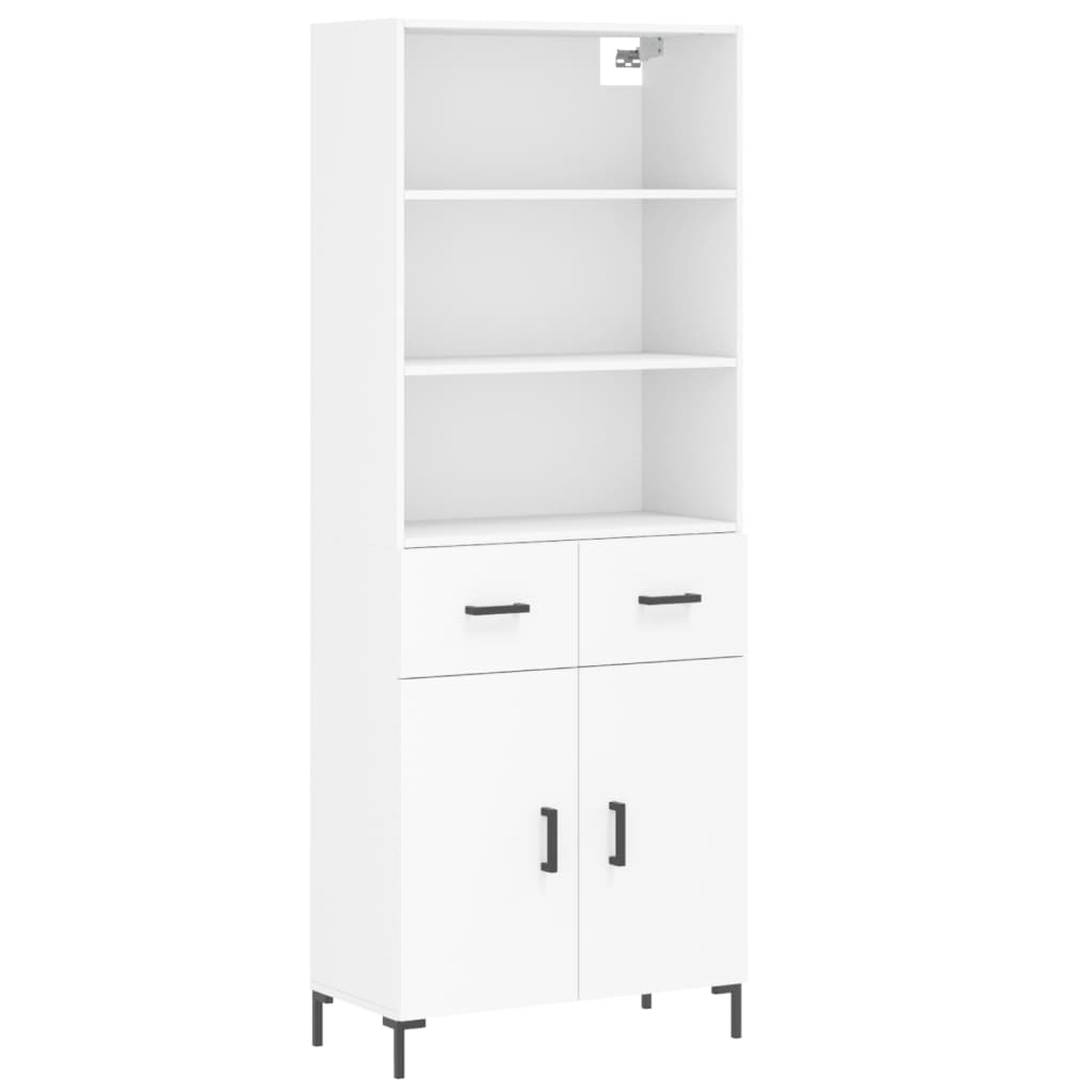 vidaXL Witrynka, biała, 69,5x34x180 cm, materiał drewnopochodny